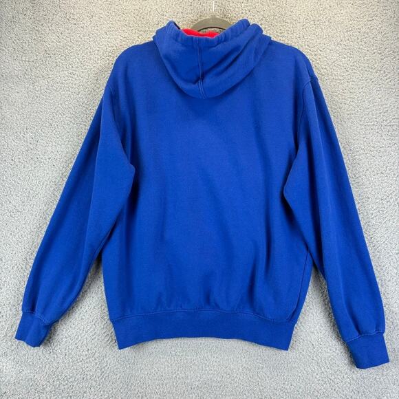 Kansas Jayhawks Hoodie Mens Medium Blue Spellout Logo NCAA Pullover VTG - Picture 10 of 11